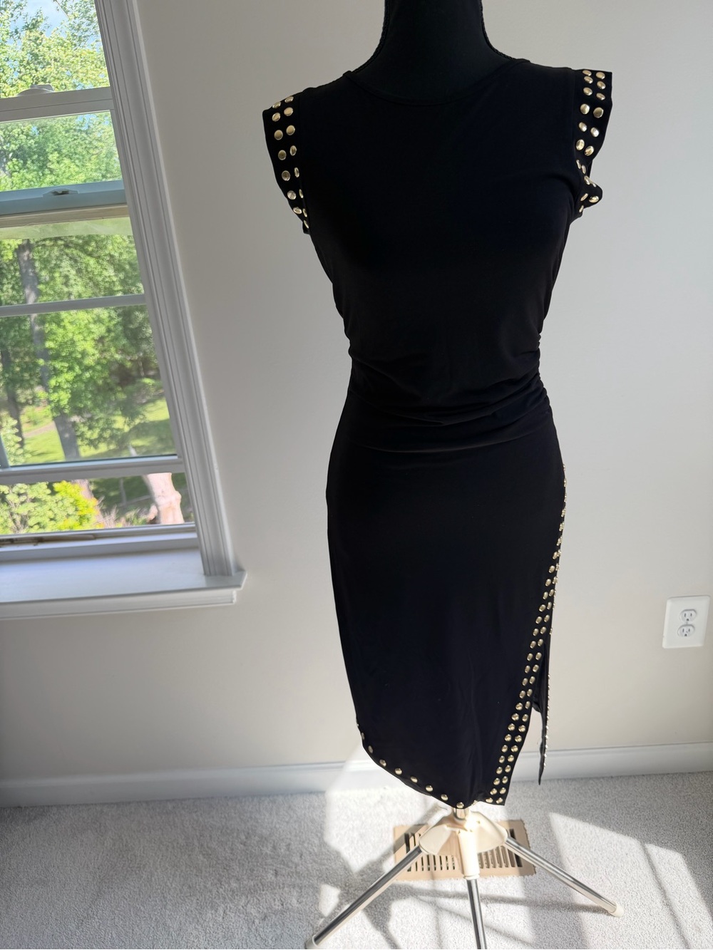 Michael Kors Black Studded Midi Dress XS - Picture 2 of 8